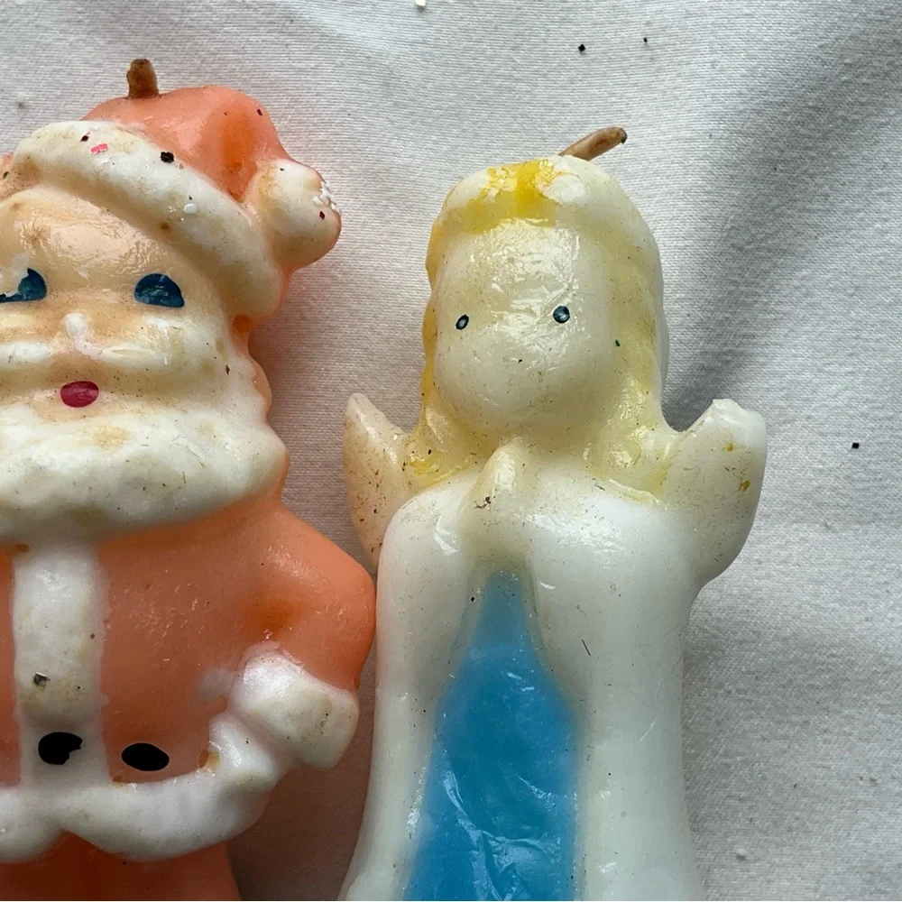 Vintage Lot of 3 Gurley Christmas Candles Angels and Santa